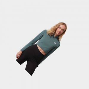 Camiseta The North Face Crop Zip Through Fleece Mujer Verdes | 90325-ZKPE