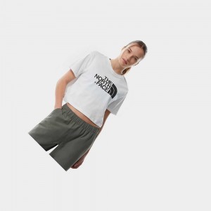 Camiseta The North Face Easy Cropped Mujer Blancos | 93168-OXAL