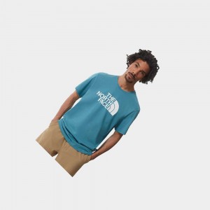 Camiseta The North Face Easy Hombre Azules Blancos | 06845-LDHM
