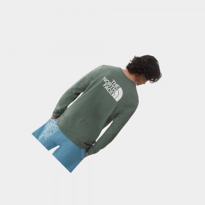 Camiseta The North Face Easy Long-sleeve Hombre Verdes | 18524-CEUO