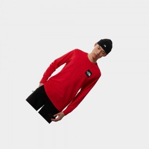 Camiseta The North Face Long-sleeve Boruda Hombre Rojos | 97053-AKDO