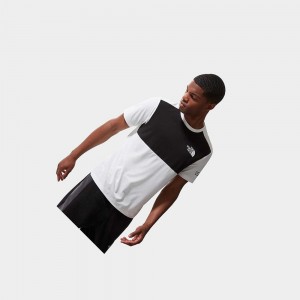 Camiseta The North Face Mountain Athletics Hybrid Hombre Blancos Negros | 58716-SZOC