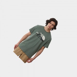 Camiseta The North Face Mountain Line Hombre Verdes | 52106-SMBI