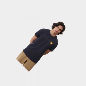 Camiseta The North Face Nse Hombre Azul Marino Amarillos | 03495-WXYL