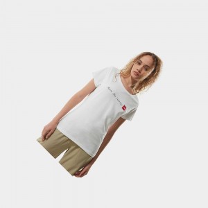 Camiseta The North Face Nse Mujer Blancos Rojos | 68903-IEBJ