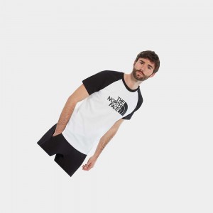 Camiseta The North Face Raglan Easy Hombre Blancos Negros | 84960-AYRZ
