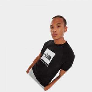 Camiseta The North Face Raglan Redbox Hombre Negros Blancos | 71028-RPSX