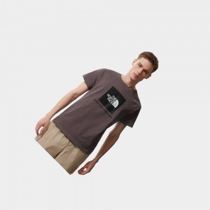 Camiseta The North Face Raglan Redbox Hombre Grises Oscuro Morados | 73240-DTKE