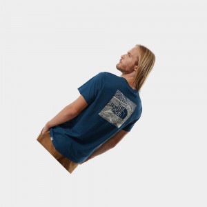 Camiseta The North Face Redbox Celebration Hombre Azules | 31704-PHZE