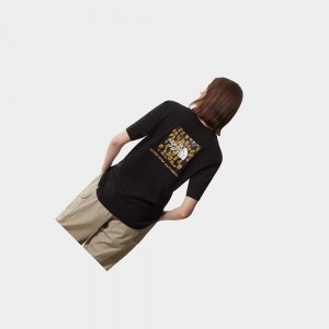 Camiseta The North Face Relaxed Redbox Mujer Negros Amarillos Leopardo | 13426-KAYD