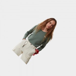 Camiseta The North Face Simple Dome Long-sleeve Mujer Verdes | 80376-FWVS
