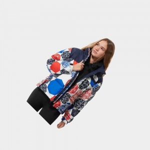 Chaquetas Aislantes The North Face 1996 Printed Retro Nuptse Mujer Azules | 28734-YTWJ