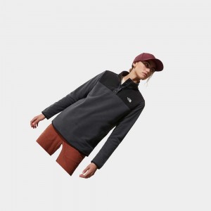 Chaquetas De Lana The North Face Tka Glacier Snap-neck Mujer Grises Negros | 74026-JGWT