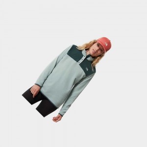 Chaquetas De Lana The North Face Tka Glacier Snap-neck Mujer Verdes Verde Oliva Oscuro Verdes | 73241-CWNE