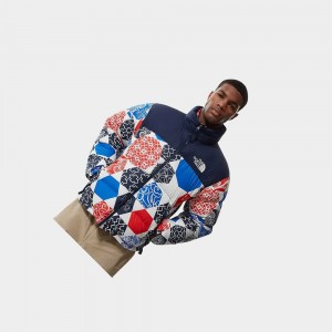 Chaquetas De Plumas The North Face 1996 Printed Retro Nuptse Hombre Azules | 38761-SIRX