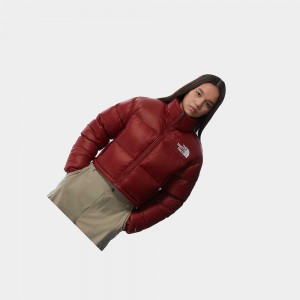 Chaquetas De Plumas The North Face Nuptse Short Mujer Rojos Oscuro | 93508-PWZN