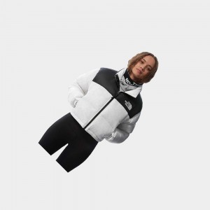 Chaquetas De Plumas The North Face Nuptse Short Mujer Blancos Negros | 28540-VCDW