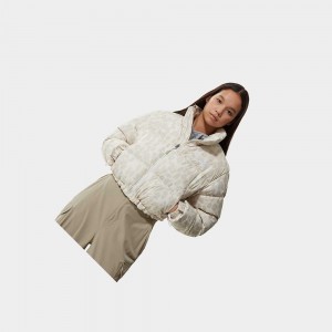Chaquetas De Plumas The North Face Printed Nuptse Short Mujer Plateados Grises Leopardo | 09573-AKTC