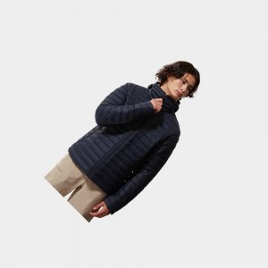 Chaquetas De Plumas The North Face Stretch Hooded Hombre Azul Marino | 67109-GKRV