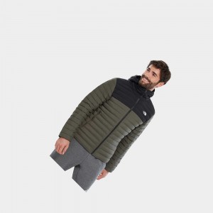 Chaquetas De Plumas The North Face Stretch Hooded Hombre Verdes Negros | 09326-UMTK