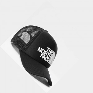 Gorras The North Face Tnf Logo Trucker Mujer Negros Blancos | 60752-HRVJ