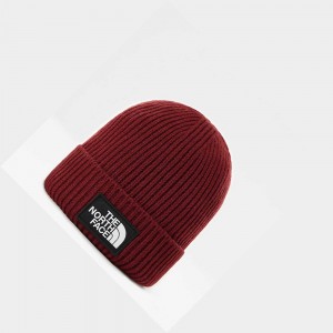 Gorro The North Face Tnf Logo Box Cuffed Mujer Rojos Oscuro | 62594-KLBV