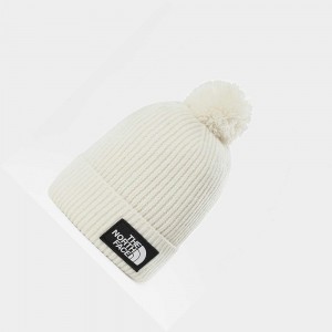 Gorro The North Face Tnf Logo Box Pom Hombre Blancos | 02548-XLTZ