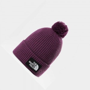 Gorro The North Face Tnf Logo Box Pom Hombre Morados | 28430-MSPH