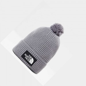 Gorro The North Face Tnf Logo Box Pom Hombre Grises | 49703-DCTA