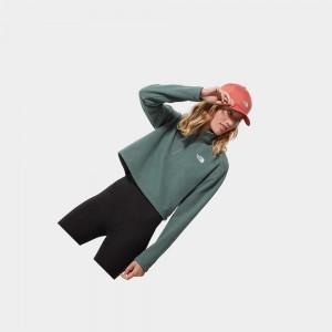 Sudadera The North Face Cropped Glacier Fleece Mujer Verdes | 86425-NBFC