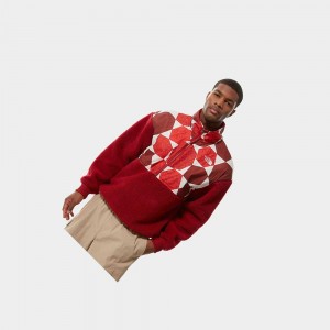 Sudadera The North Face Printed Platte Sherpa Fleece Hombre Rojos | 70398-IFVW