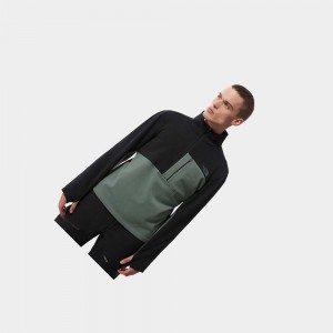 Sudadera The North Face Tagen ¼ Zip Fleece Hombre Negros Verdes | 13802-IXKC