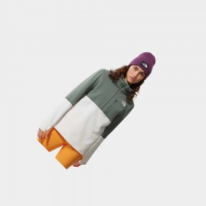 Sudadera The North Face Tagen ¼ Zip Fleece Mujer Verdes Blancos | 01836-DAGO