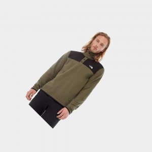 Sudadera The North Face Tka Glacier Snap-neck Fleece Hombre Verdes Negros | 95032-ZXFV