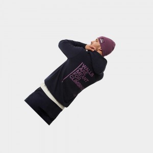 Sudadera con Capucha The North Face Walls Are Meant For Climbing Hombre Azul Marino Morados | 60392-XZKR